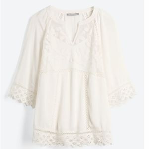 DANIEL RAINN Stanbury Lace Cotton Blend Tunic Top White XL